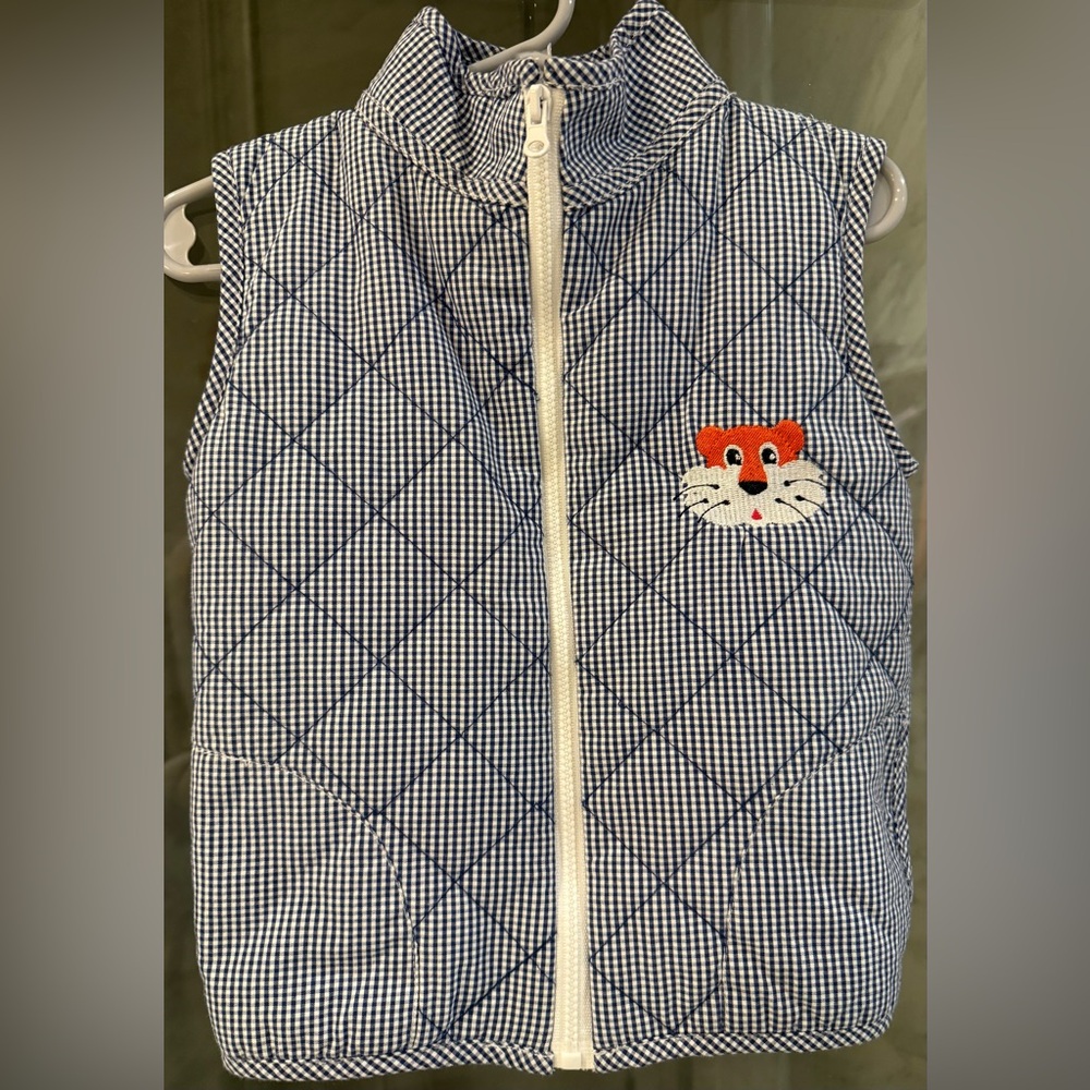 Embroidered Tiger Gingham Vest
